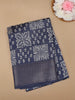 Blue Floral Designed Fancy Cotton Saree - Diadem