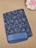 Blue Floral Designed Fancy Cotton Saree - Diadem