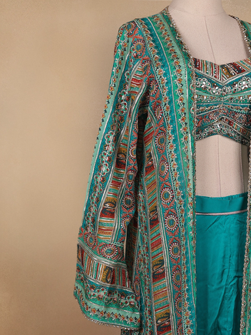 Blue Floral Designed Georgette Palazzo Salwar Suit - Diadem