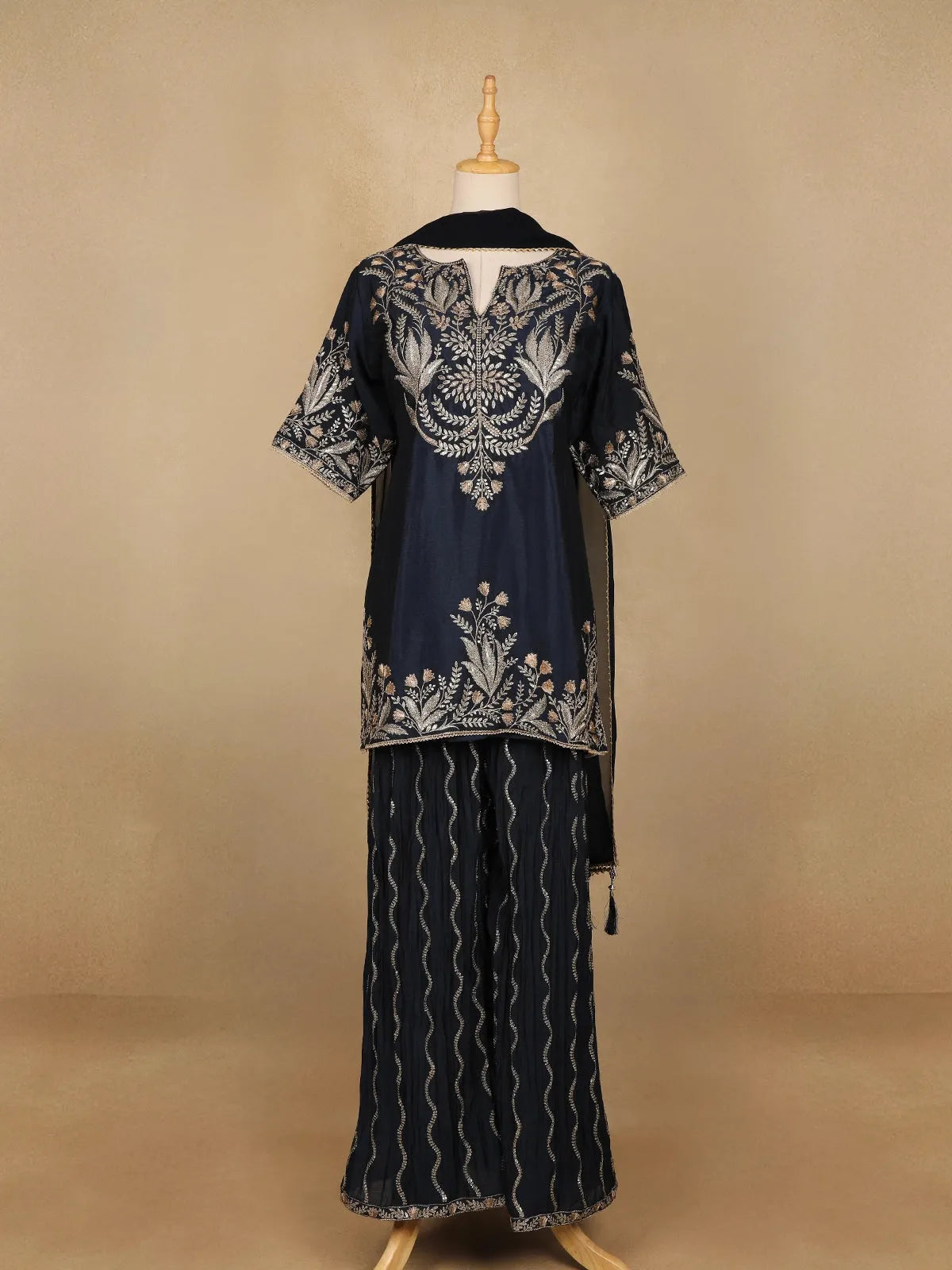 Blue Floral Designed Georgette Palazzo Salwar Suit - Diadem