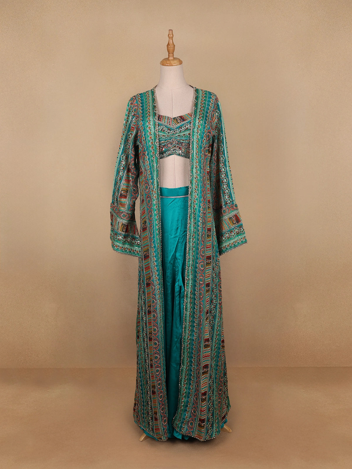Blue Floral Designed Georgette Palazzo Salwar Suit - Diadem