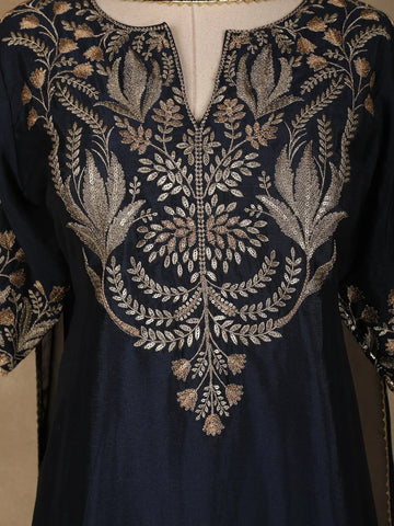 Blue Floral Designed Georgette Palazzo Salwar Suit - Diadem