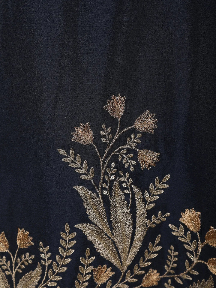 Blue Floral Designed Georgette Palazzo Salwar Suit - Diadem
