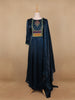 Blue Floral Designed Organza Anarkali Salwar Suit