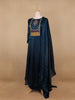 Blue Floral Designed Organza Anarkali Salwar Suit