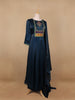 Blue Floral Designed Organza Anarkali Salwar Suit