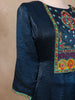 Blue Floral Designed Organza Anarkali Salwar Suit