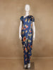 Blue Floral Designed Satin Saree - Diadem