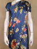 Blue Floral Designed Satin Saree - Diadem