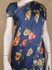 Blue Floral Designed Satin Saree - Diadem