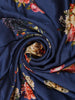 Blue Floral Designed Satin Saree - Diadem
