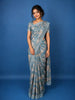 Blue Floral Designed Semi Tussar Saree