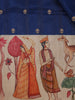 Blue Floral Designed Semi Tussar Saree - Diadem