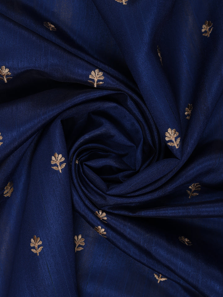 Blue Floral Designed Semi Tussar Saree - Diadem