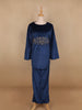 Blue Floral Designed Velvet Co Ord Salwar Suit - Diadem