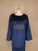 Blue Floral Designed Velvet Co Ord Salwar Suit - Diadem