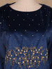 Blue Floral Designed Velvet Co Ord Salwar Suit - Diadem