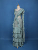 Blue Floral Designs Net Ready To Wear Saree with Designer Blouse - Diadem