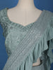 Blue Floral Designs Net Ready To Wear Saree with Designer Blouse - Diadem