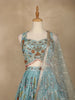 Blue Floral Embroidered Crepe Bridesmaids Lehenga - Diadem