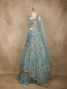 Blue Floral Embroidered Crepe Bridesmaids Lehenga - Diadem