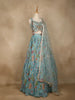Blue Floral Embroidered Crepe Bridesmaids Lehenga - Diadem