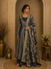 Blue Floral Embroidered Tissue Silk Palazzo Suit with Dupatta