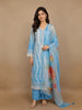 Blue Floral Embroidery Cotton Salwar Suit