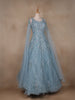 Blue Floral Embroidery Net Bridal Gown - Diadem