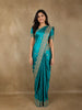 Blue Floral Heavy Sequins and Beads Embroidered Design Satin Designer Saree