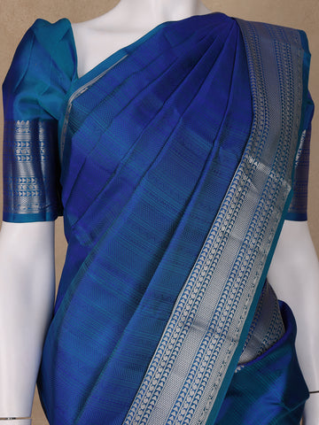 Blue Floral Jacquard woven Silk Saree - Diadem