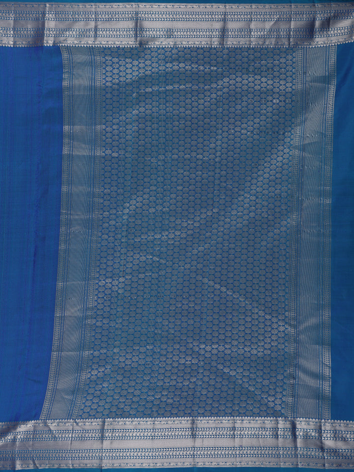 Blue Floral Jacquard woven Silk Saree - Diadem