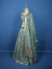 Blue Floral Mirror Designed Banarasi Silk Lehenga for Bridesmaid - Diadem