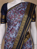 Blue Floral Printed Chiffon Saree