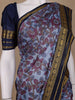 Blue Floral Printed Chiffon Saree