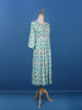 Blue Floral Printed Cotton Anarkali Kurti - Diadem