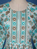 Blue Floral Printed Cotton Anarkali Kurti - Diadem