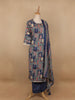 Blue Floral Printed Cotton Salwar Suit - Diadem