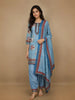 Blue Floral Printed Cotton Salwar Suit