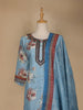 Blue Floral Printed Cotton Salwar Suit - Diadem