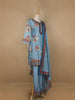 Blue Floral Printed Cotton Salwar Suit - Diadem
