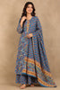 Blue Floral Printed Design Cotton Straight Cut Salwar Suit