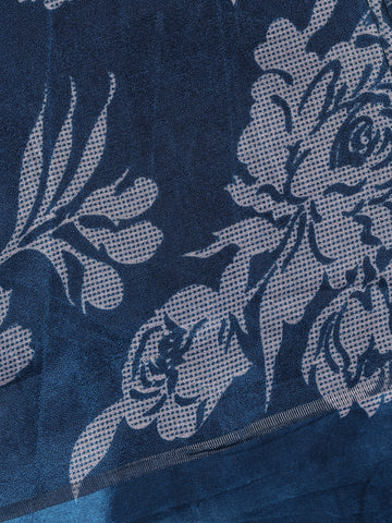 Blue Floral Prints Fancy Georgette Saree - Diadem