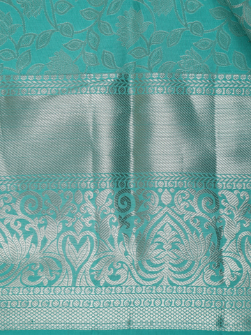 Blue Floral Woven Pure Kanchipuram Silk Saree - Diadem