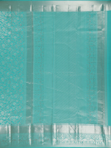 Blue Floral Woven Pure Kanchipuram Silk Saree - Diadem