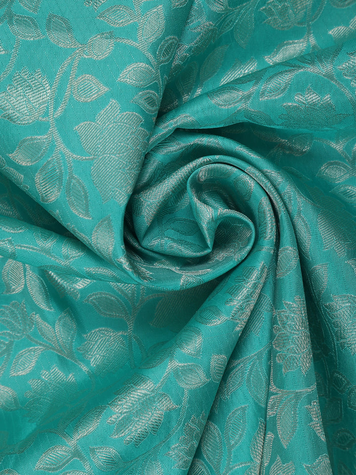 Blue Floral Woven Pure Kanchipuram Silk Saree - Diadem