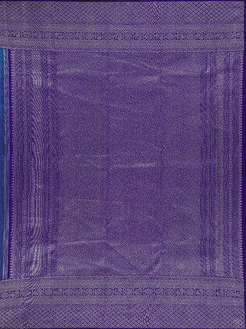 Blue Floral Woven Pure Kanchipuram Silk Saree - Diadem
