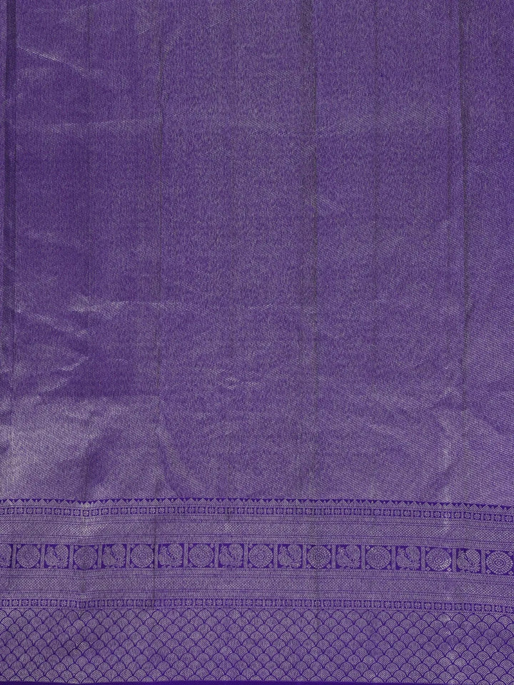 Blue Floral Woven Pure Kanchipuram Silk Saree - Diadem