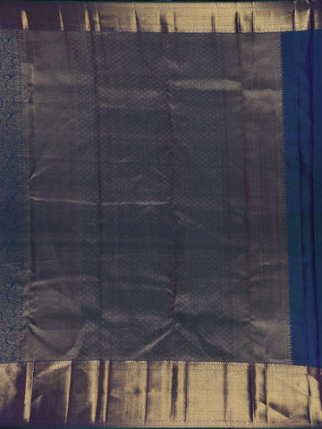 Blue Floral Woven Pure Kanchipuram Silk Saree - Diadem