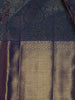 Blue Floral Woven Pure Kanchipuram Silk Saree - Diadem